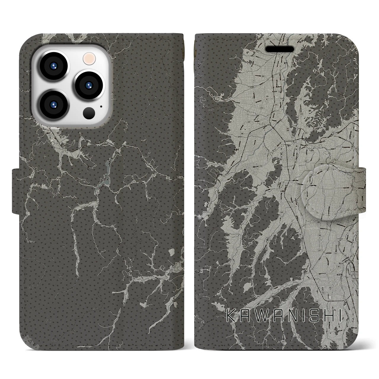 【川西(山形県)】地図柄iPhoneケース(手帳タイプ)