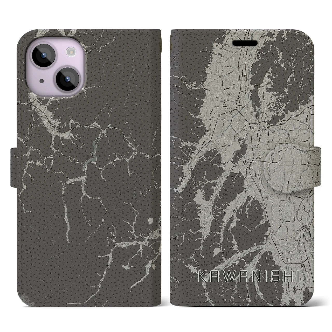 【川西(山形県)】地図柄iPhoneケース(手帳タイプ)