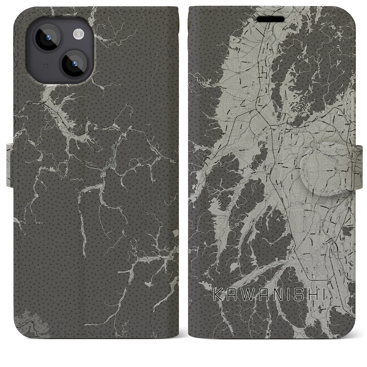 【川西(山形県)】地図柄iPhoneケース(手帳タイプ)