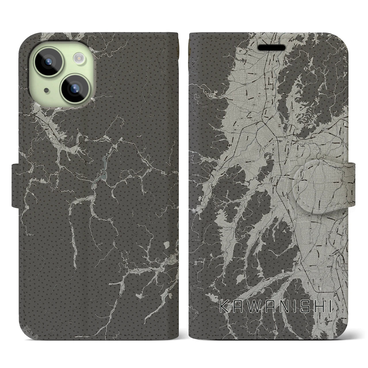 【川西(山形県)】地図柄iPhoneケース(手帳タイプ)