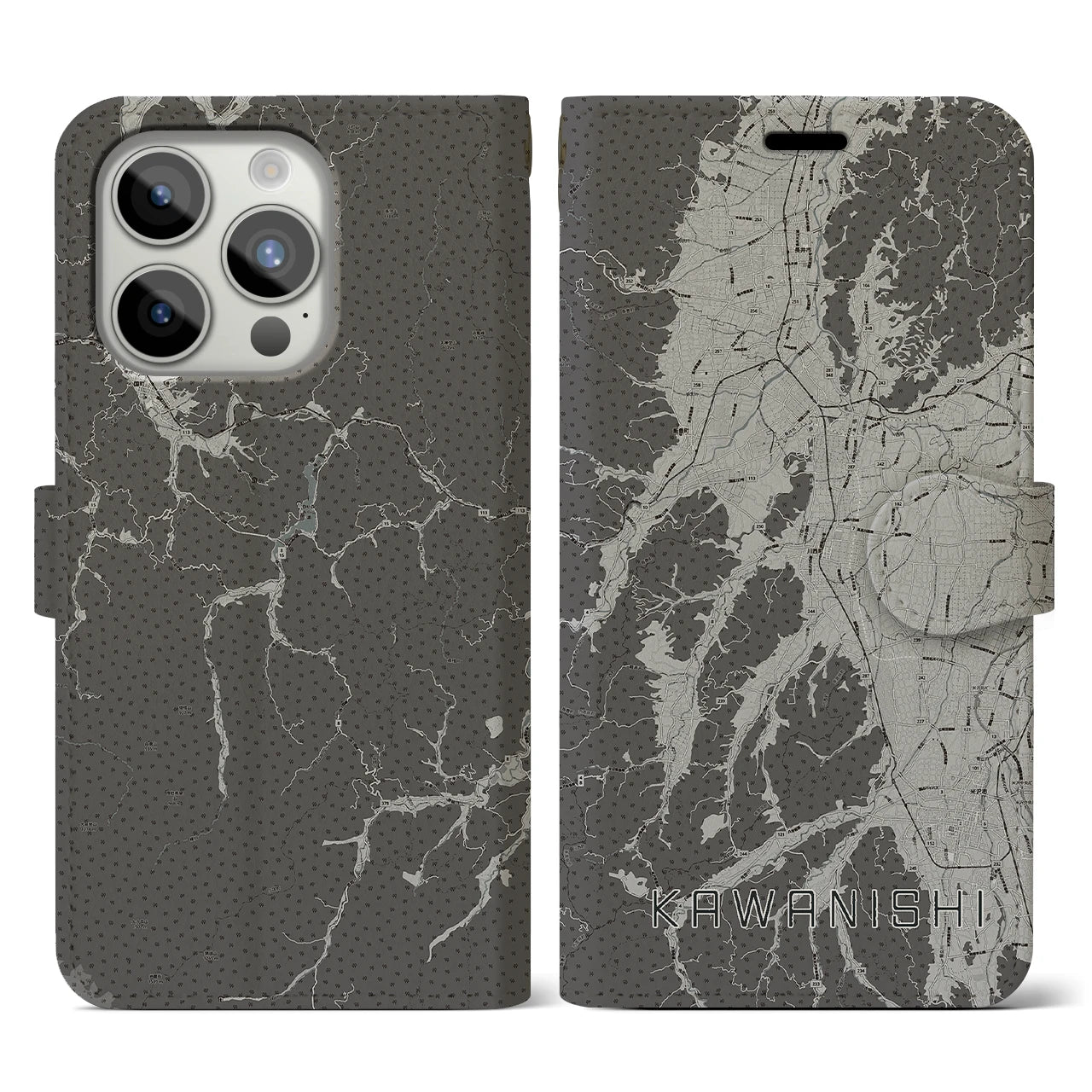 【川西(山形県)】地図柄iPhoneケース(手帳タイプ)