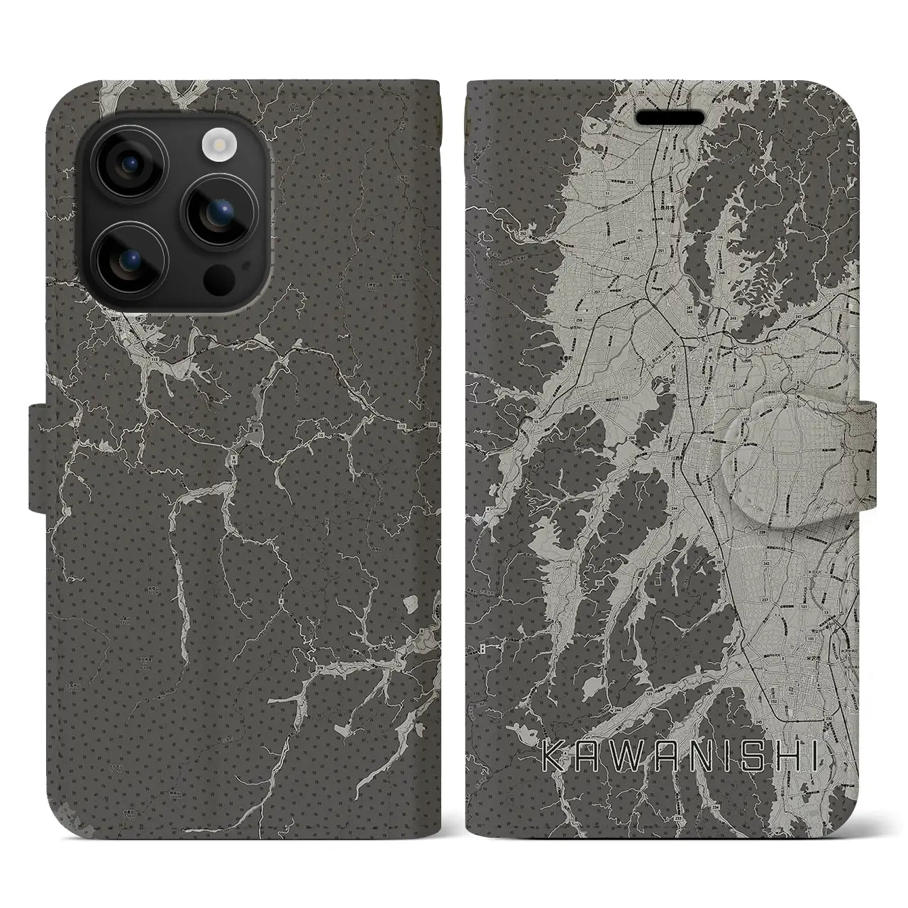 【川西(山形県)】地図柄iPhoneケース(手帳タイプ)