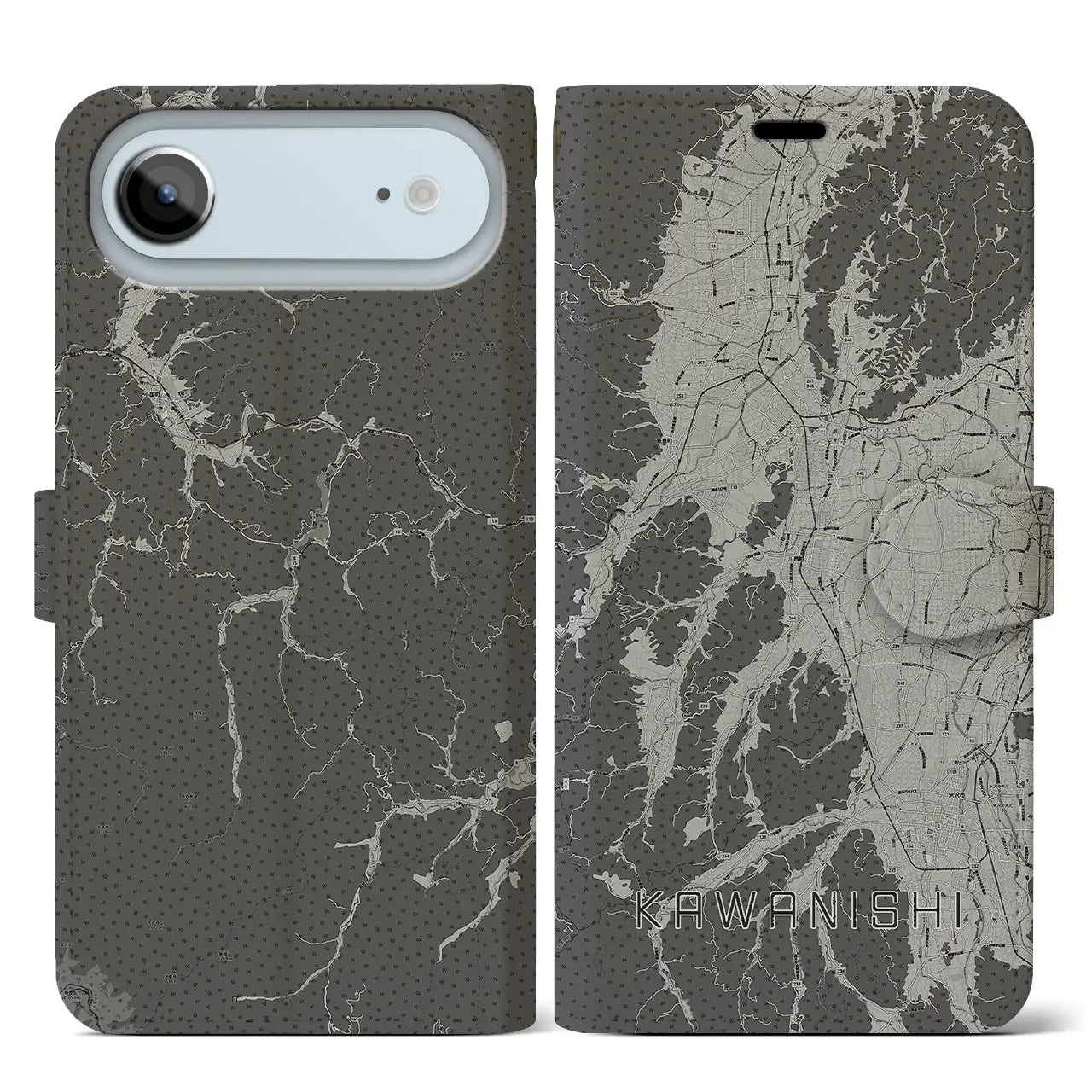 【川西(山形県)】地図柄iPhoneケース(手帳タイプ)