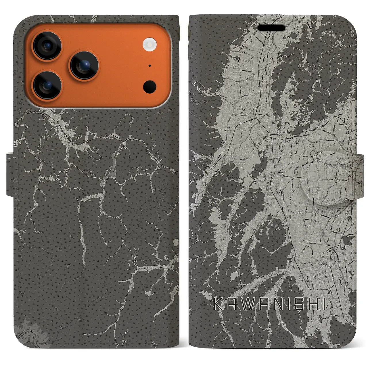 【川西(山形県)】地図柄iPhoneケース(手帳タイプ)