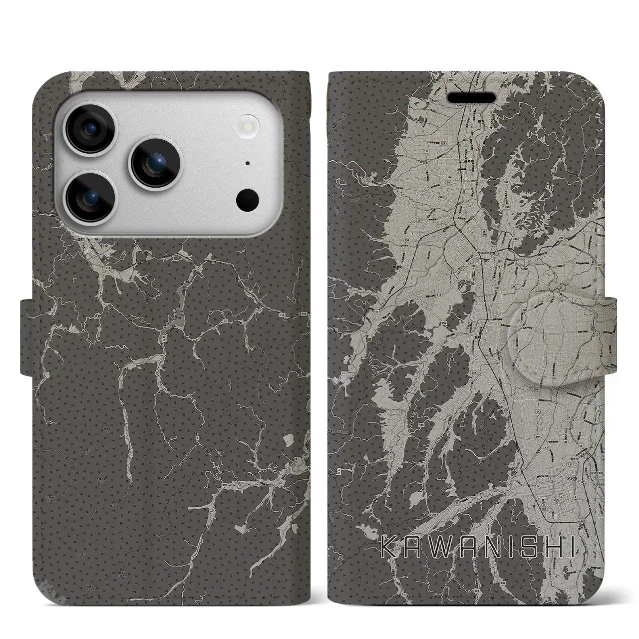 【川西(山形県)】地図柄iPhoneケース(手帳タイプ)