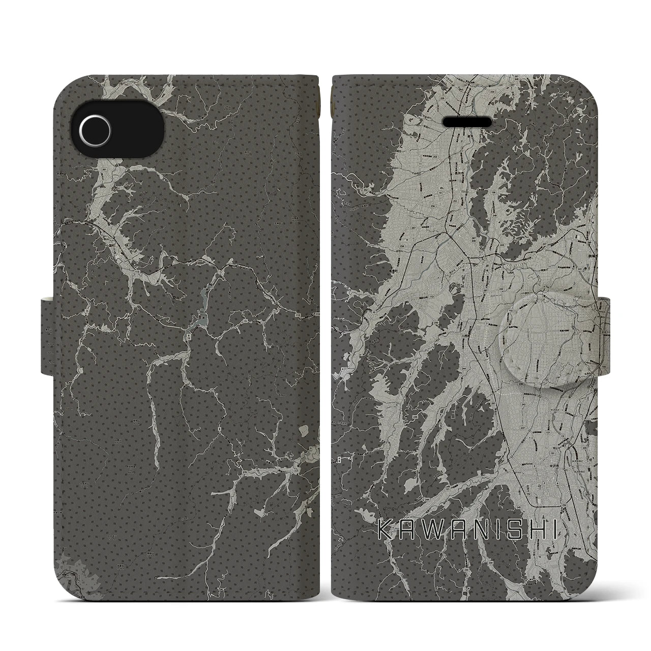 【川西(山形県)】地図柄iPhoneケース(手帳タイプ)