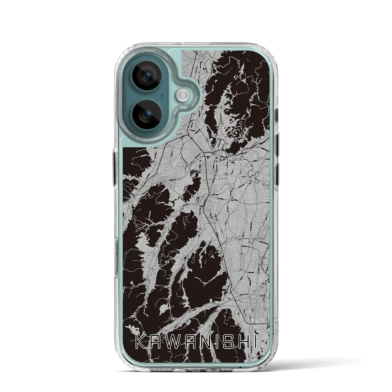 【川西(山形県)】地図柄iPhoneケース(MagSafeタイプ)モノトーン・iPhone 16 Pro 用