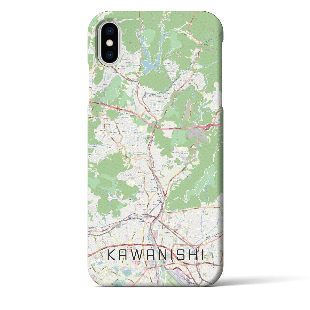 【川西(兵庫県)】地図柄iPhoneケース(バックカバータイプ)