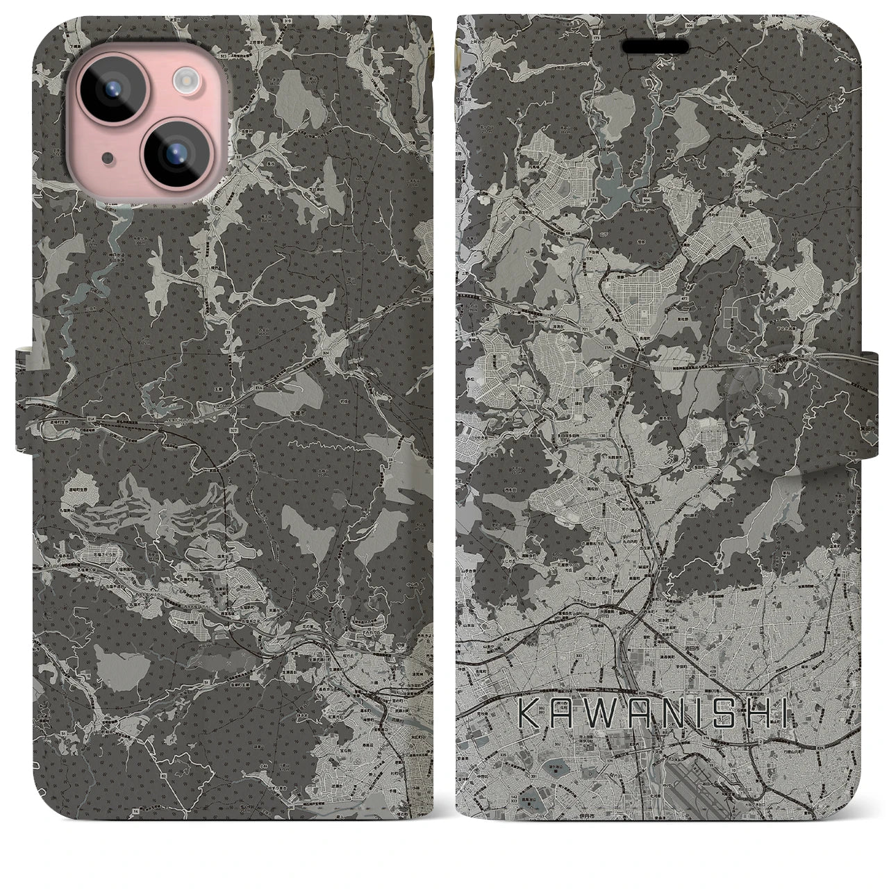 【川西(兵庫県)】地図柄iPhoneケース(手帳タイプ)