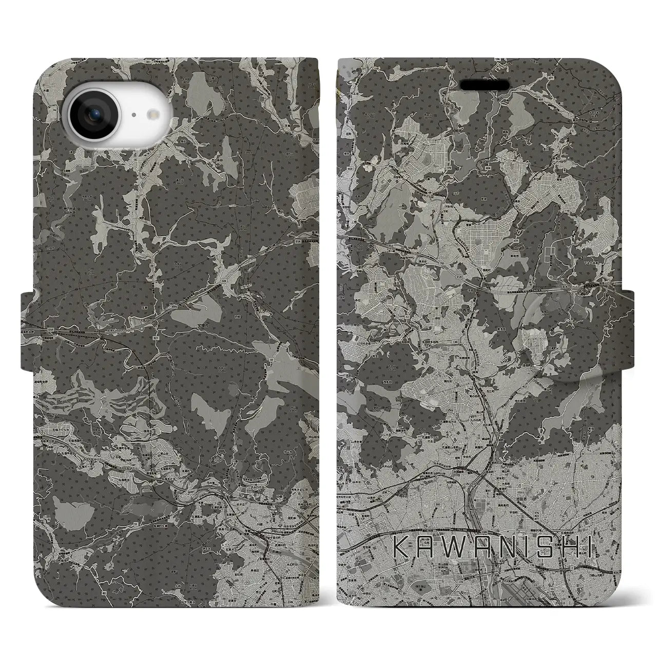 【川西(兵庫県)】地図柄iPhoneケース(手帳タイプ)