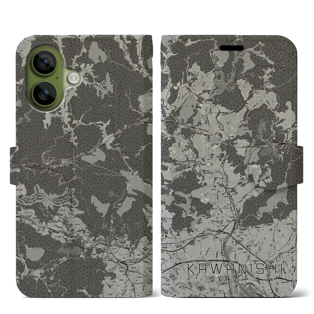 【川西(兵庫県)】地図柄iPhoneケース(手帳タイプ)