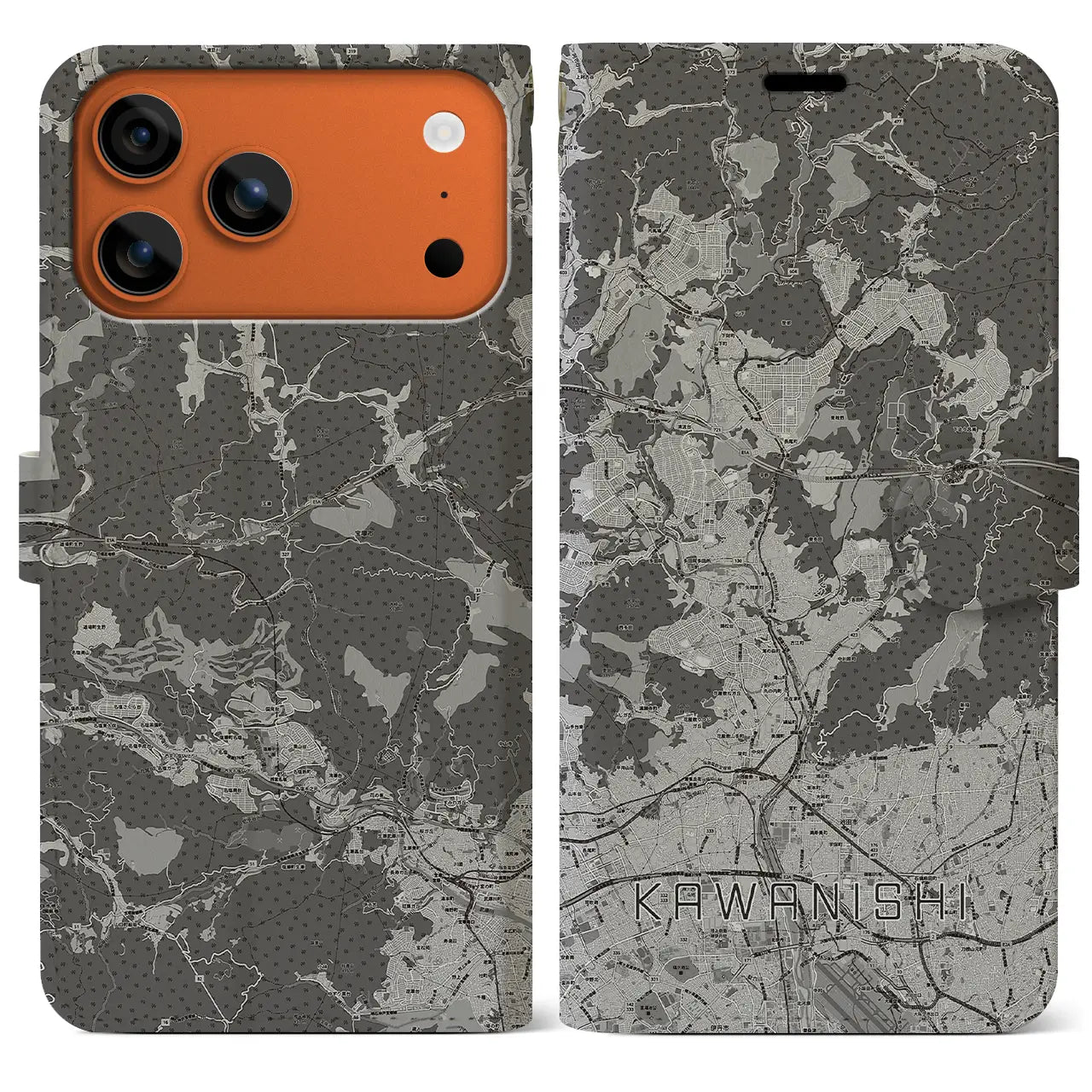 【川西(兵庫県)】地図柄iPhoneケース(手帳タイプ)