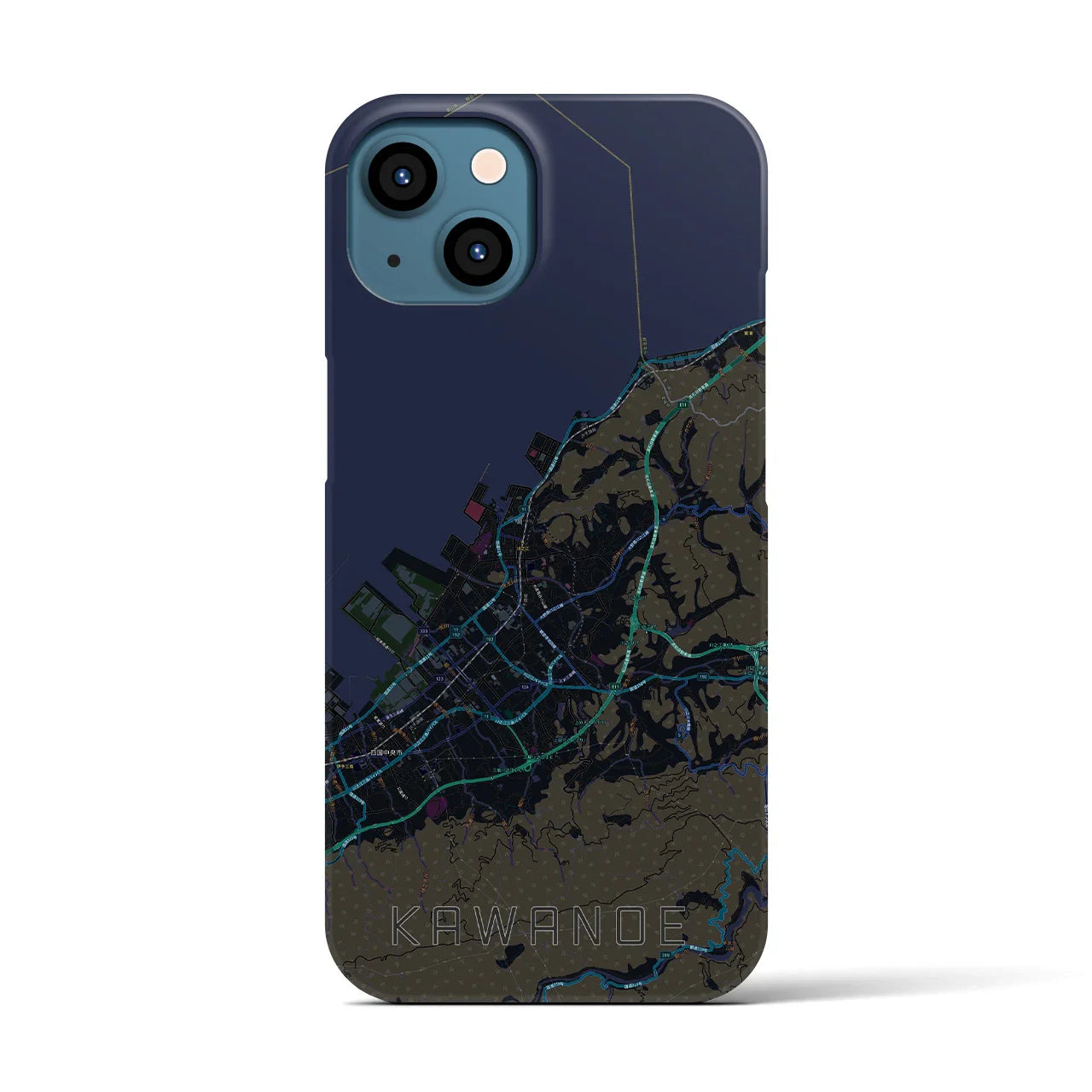 【川之江(愛媛県)】地図柄iPhoneケース(バックカバータイプ)