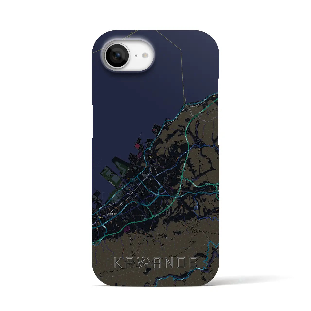 【川之江(愛媛県)】地図柄iPhoneケース(バックカバータイプ)