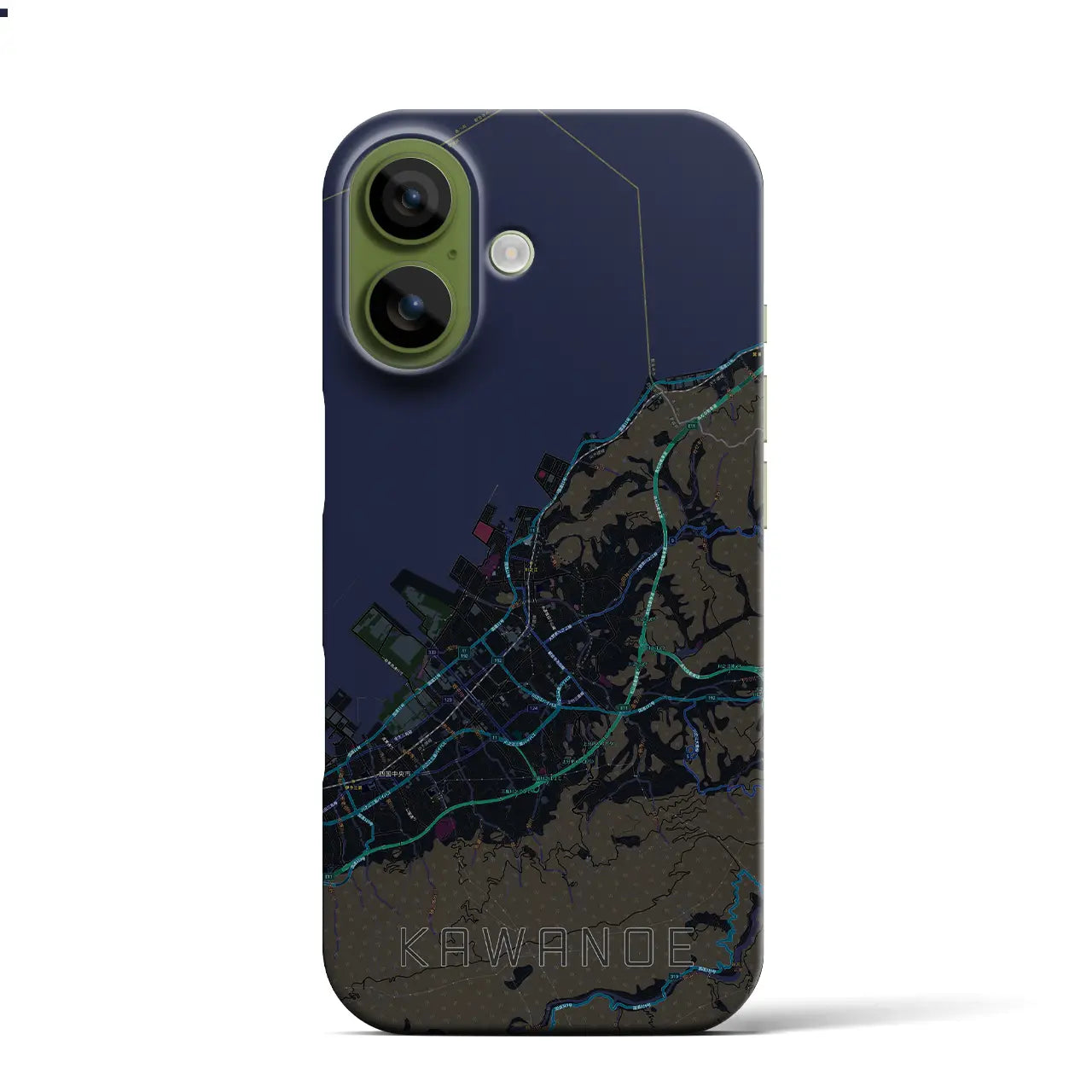 【川之江(愛媛県)】地図柄iPhoneケース(バックカバータイプ)