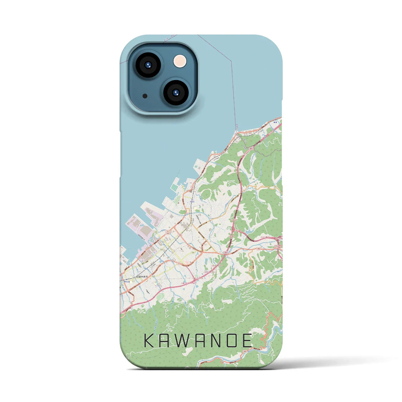 【川之江(愛媛県)】地図柄iPhoneケース(バックカバータイプ)