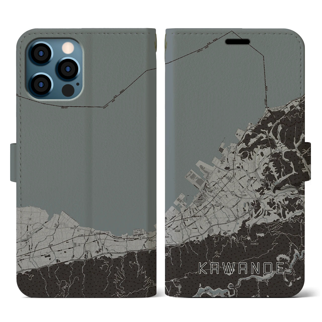 【川之江(愛媛県)】地図柄iPhoneケース(手帳タイプ)