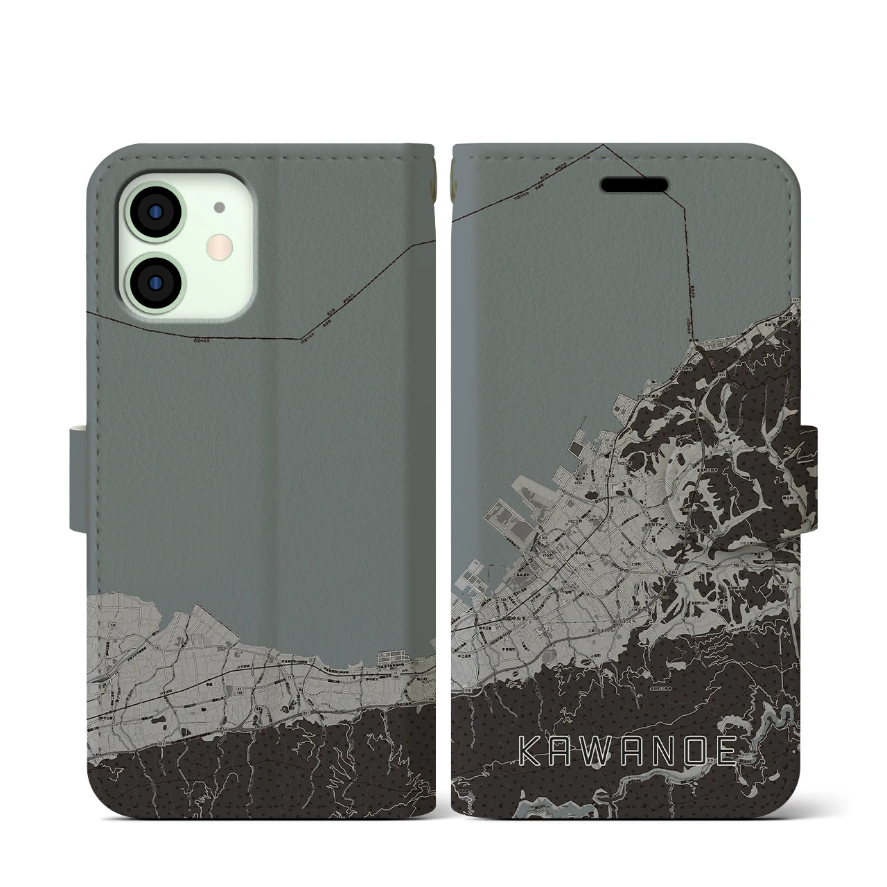 【川之江(愛媛県)】地図柄iPhoneケース(手帳タイプ)