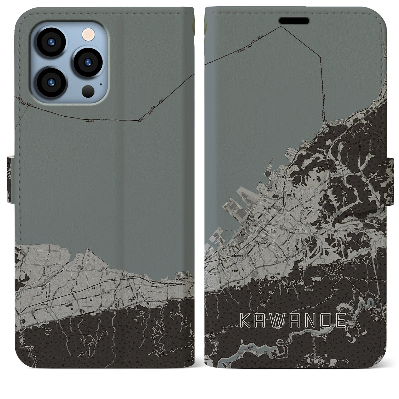 【川之江(愛媛県)】地図柄iPhoneケース(手帳タイプ)