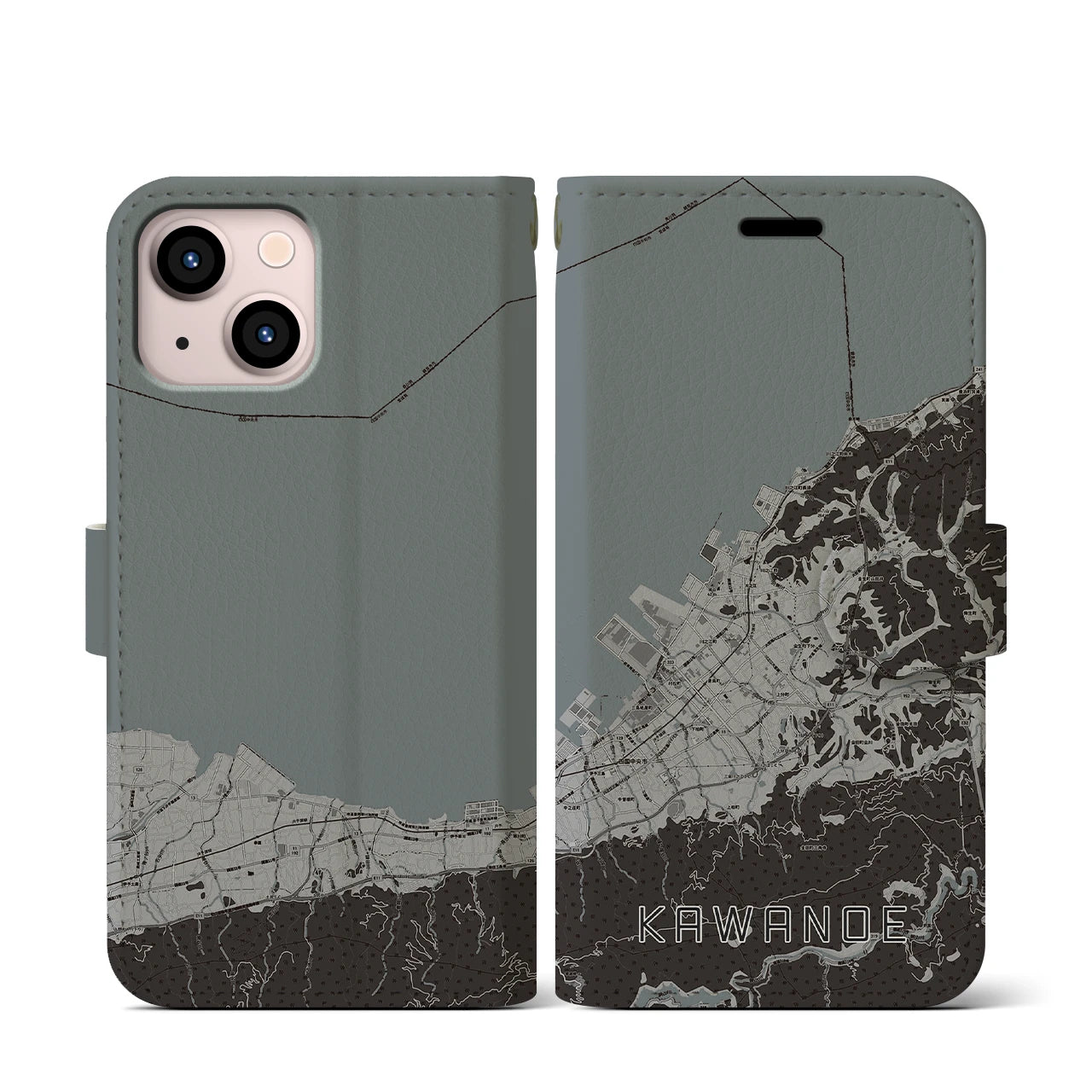 【川之江(愛媛県)】地図柄iPhoneケース(手帳タイプ)