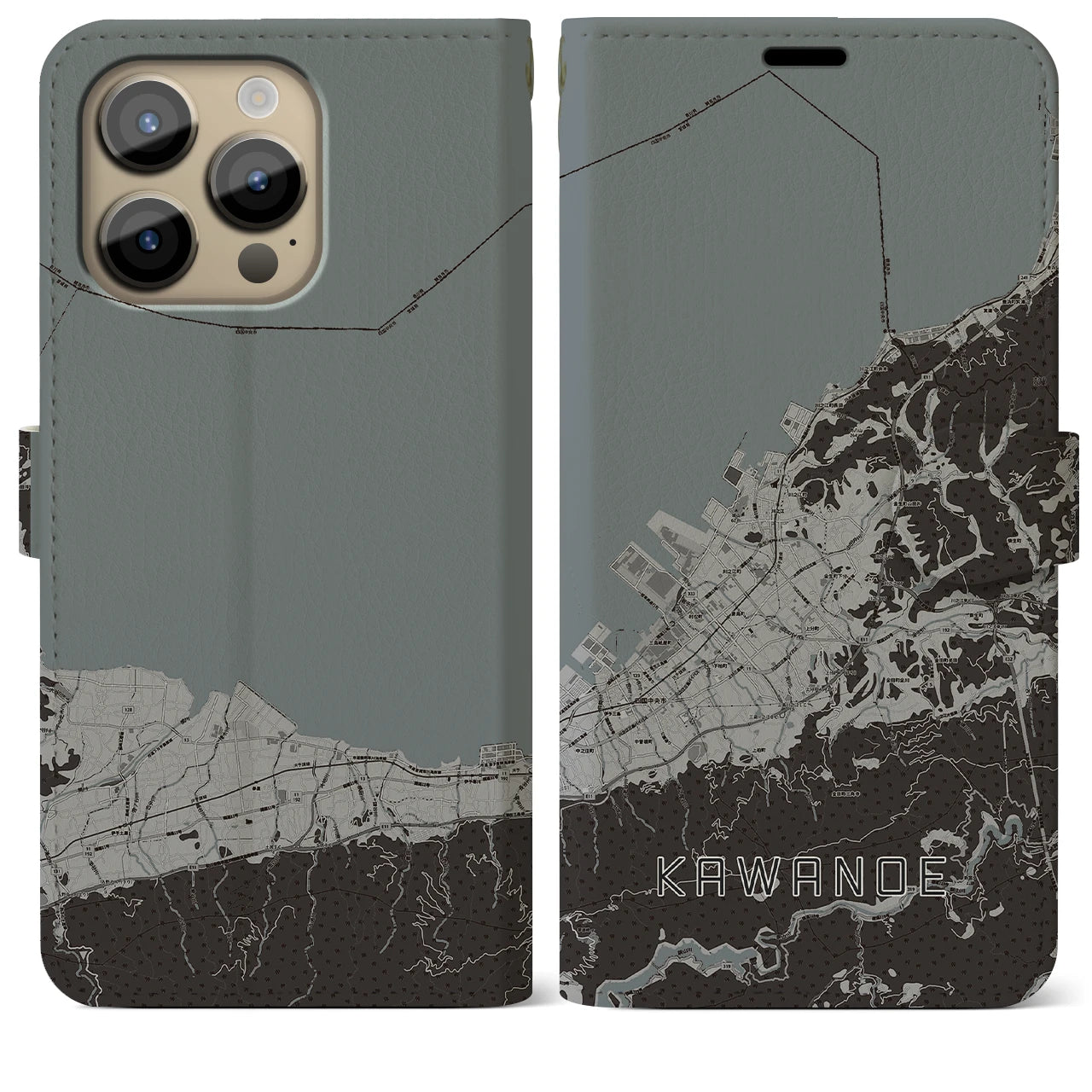 【川之江(愛媛県)】地図柄iPhoneケース(手帳タイプ)