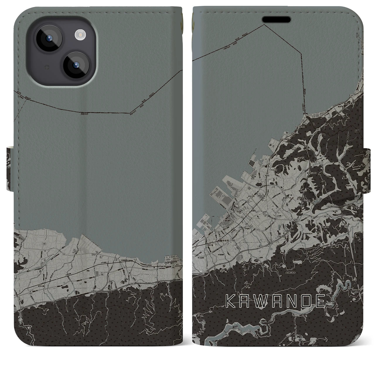 【川之江(愛媛県)】地図柄iPhoneケース(手帳タイプ)