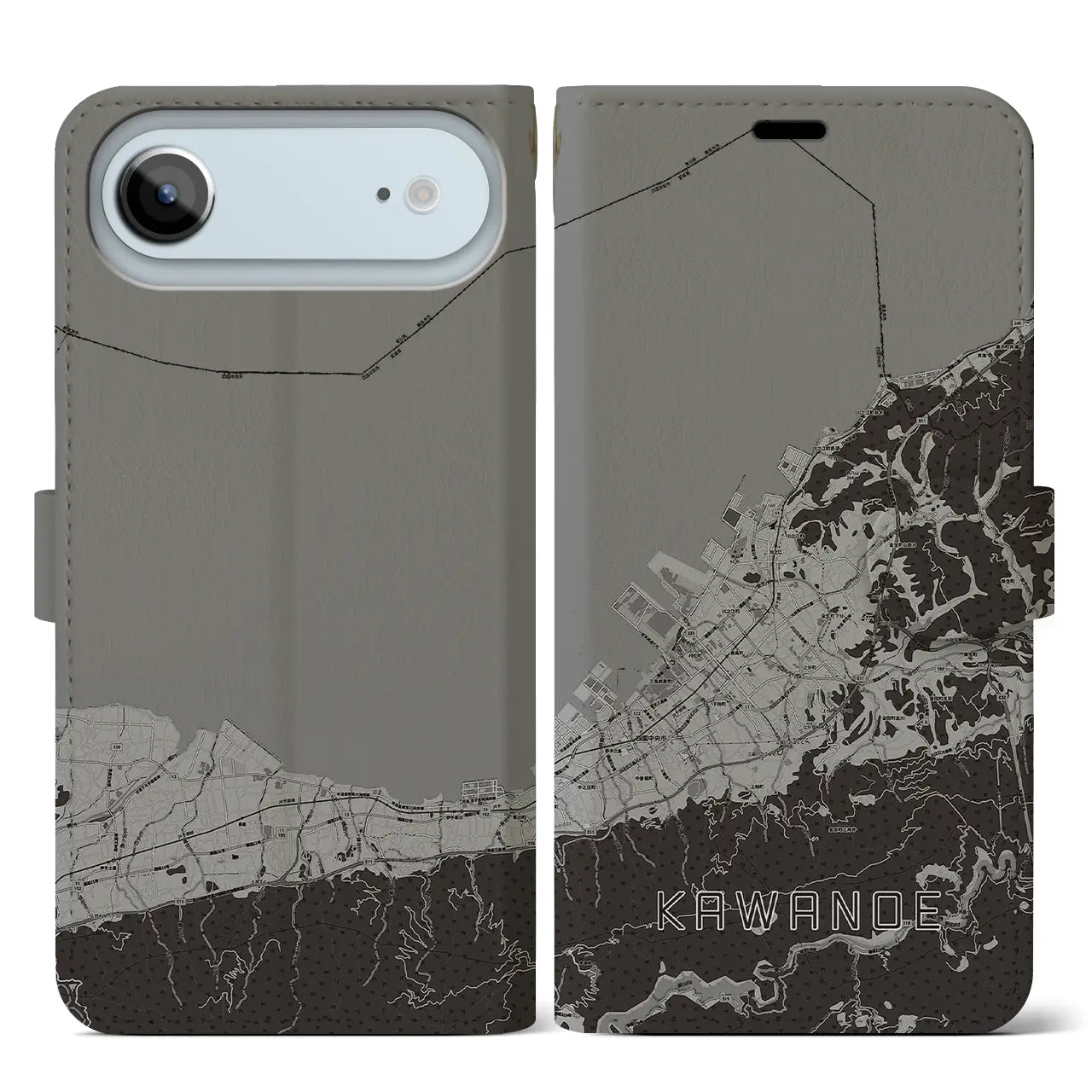 【川之江(愛媛県)】地図柄iPhoneケース(手帳タイプ)