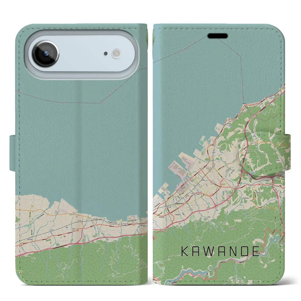 【川之江(愛媛県)】地図柄iPhoneケース(手帳タイプ)