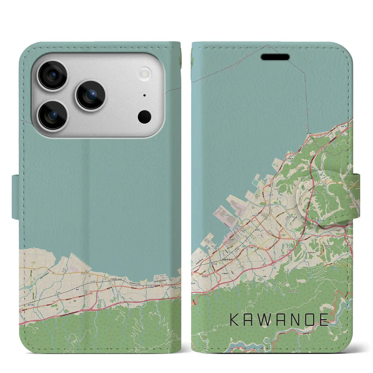 【川之江(愛媛県)】地図柄iPhoneケース(手帳タイプ)