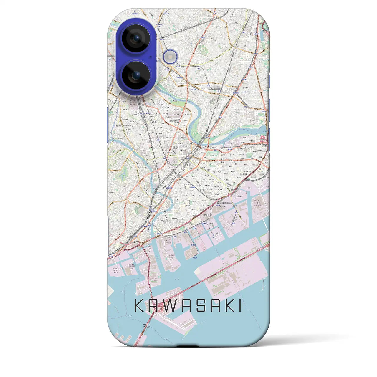 【川崎(神奈川県)】地図柄iPhoneケース(バックカバータイプ)ブラック・iPhone 16 Pro Max 用