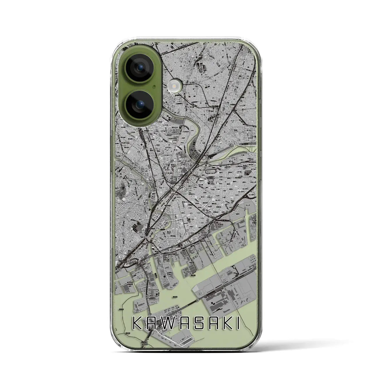 【川崎(神奈川県)】地図柄iPhoneケース(クリアタイプ)モノトーン・iPhone 17 Pro Max 用