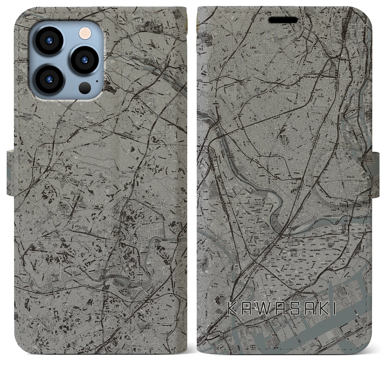 【川崎(神奈川県)】地図柄iPhoneケース(手帳タイプ)