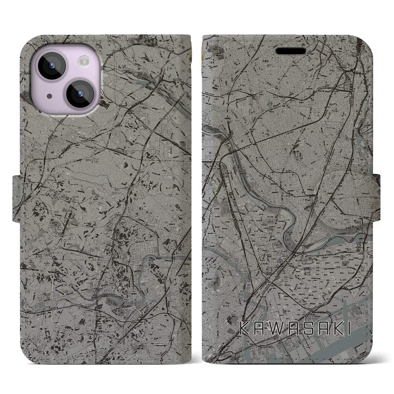 【川崎(神奈川県)】地図柄iPhoneケース(手帳タイプ)