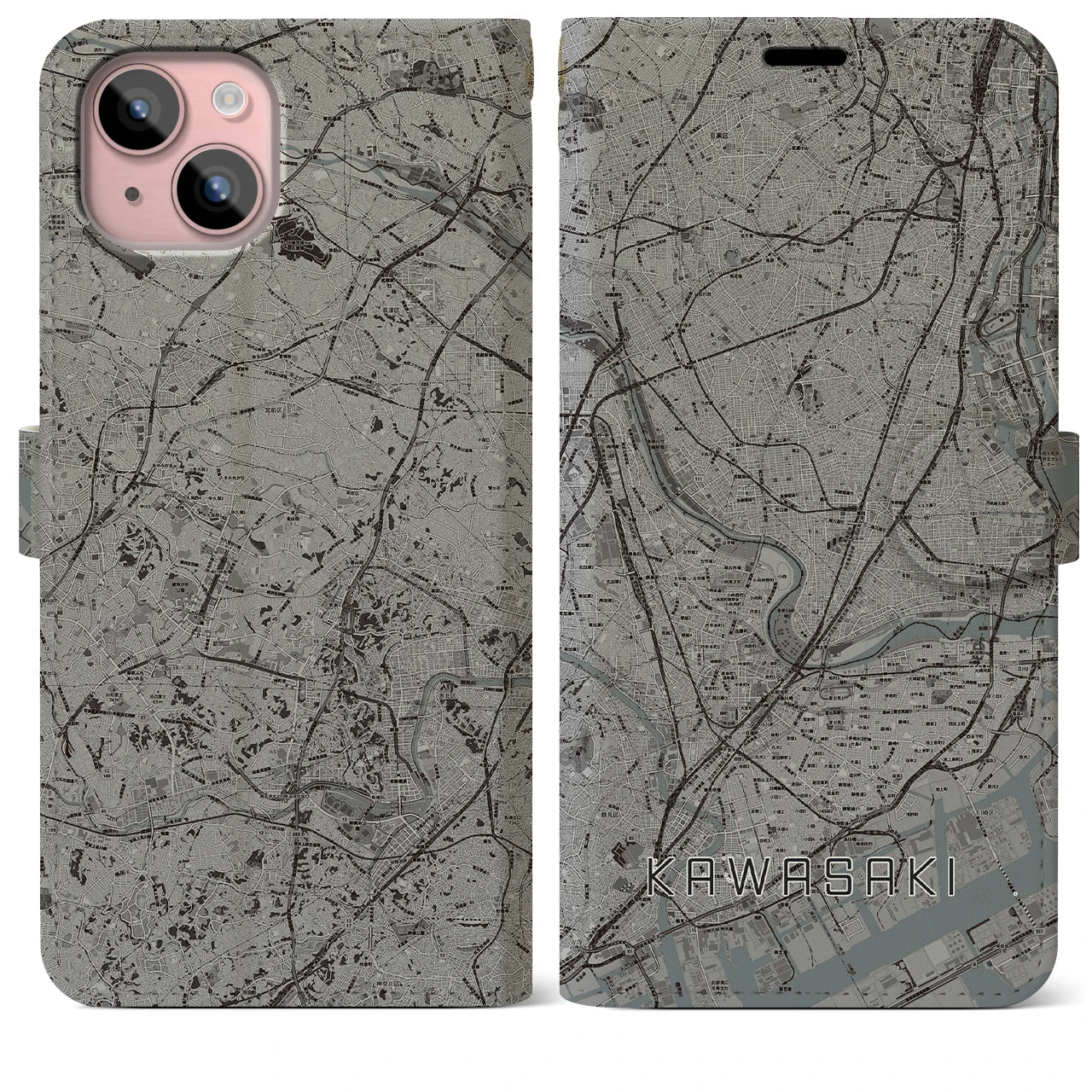 【川崎(神奈川県)】地図柄iPhoneケース(手帳タイプ)