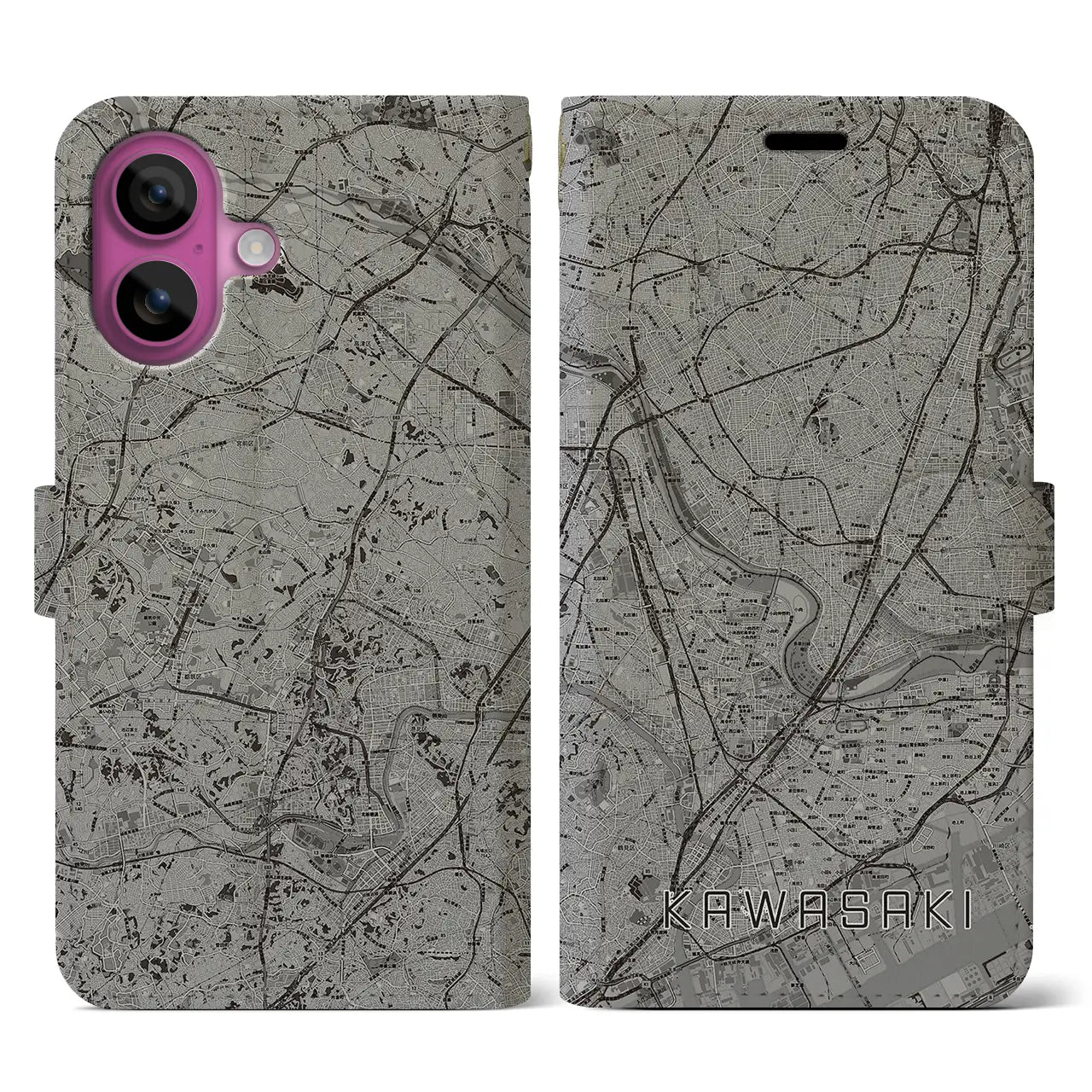 【川崎(神奈川県)】地図柄iPhoneケース(手帳タイプ)