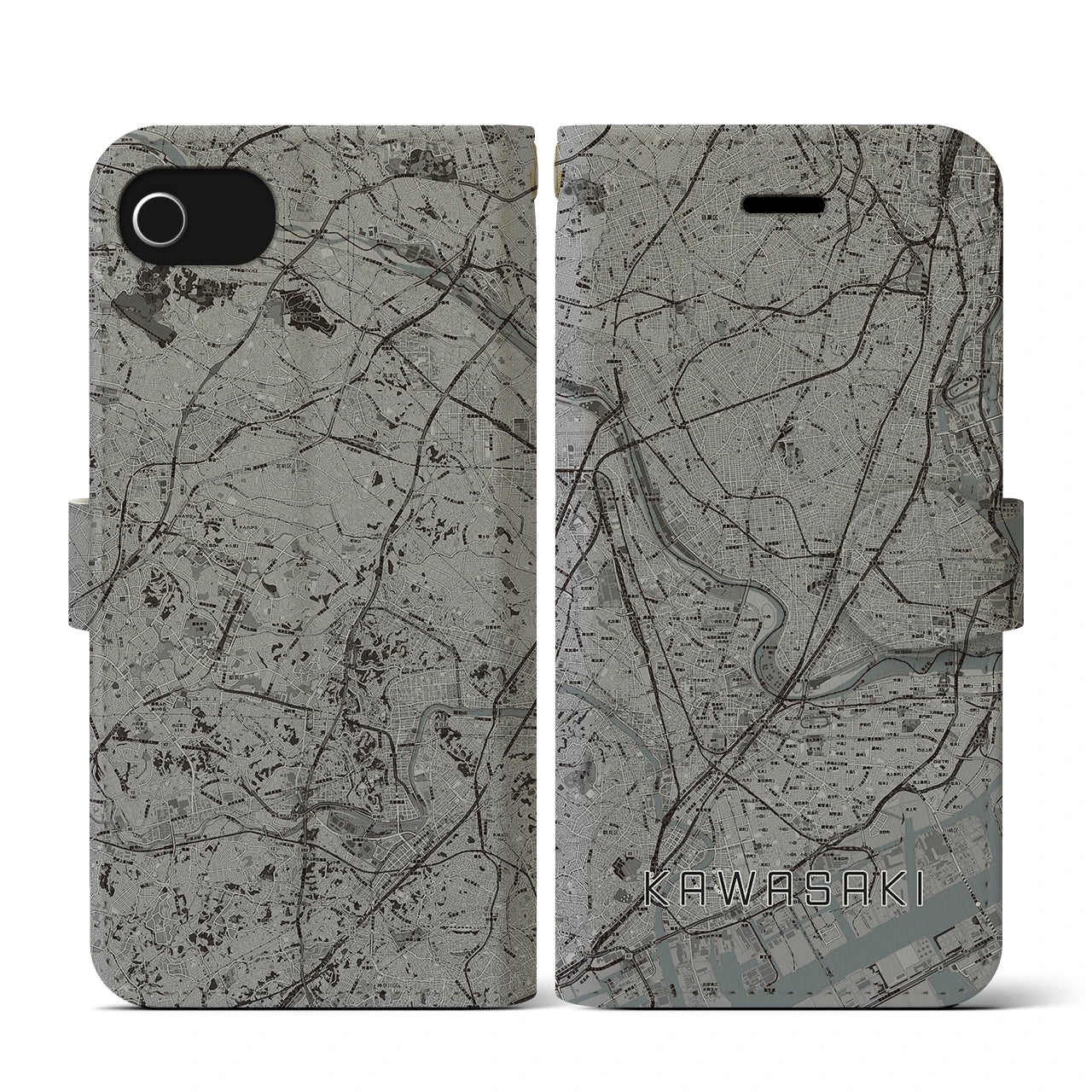 【川崎(神奈川県)】地図柄iPhoneケース(手帳タイプ)