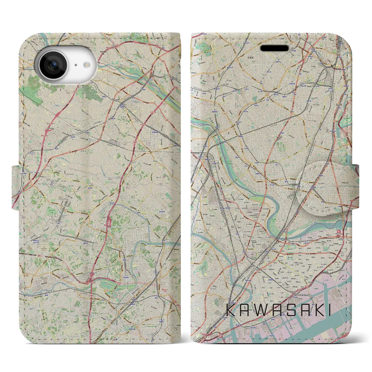 【川崎(神奈川県)】地図柄iPhoneケース(手帳タイプ)