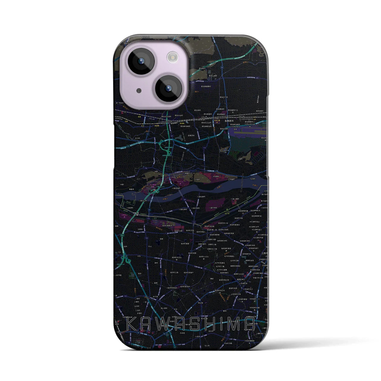 【川島(岐阜県)】地図柄iPhoneケース(バックカバータイプ)