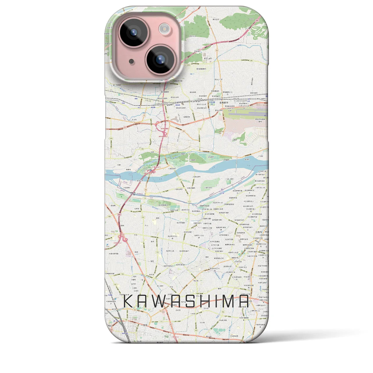 【川島(岐阜県)】地図柄iPhoneケース(バックカバータイプ)
