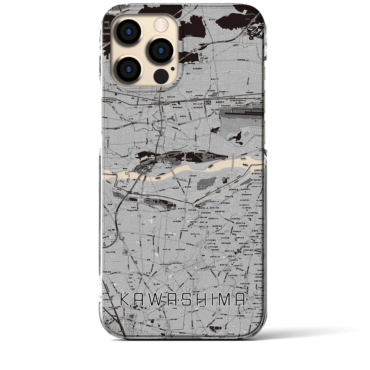 【川島(岐阜県)】地図柄iPhoneケース(クリアタイプ)