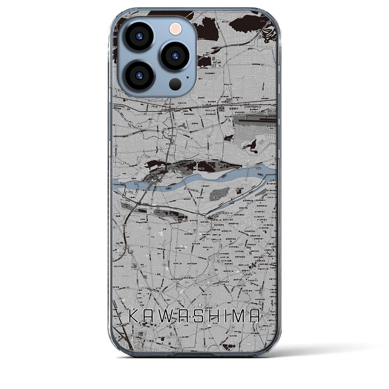 【川島(岐阜県)】地図柄iPhoneケース(クリアタイプ)