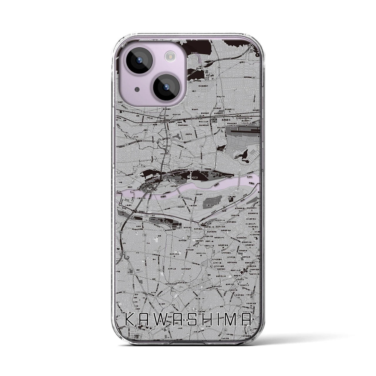 【川島(岐阜県)】地図柄iPhoneケース(クリアタイプ)