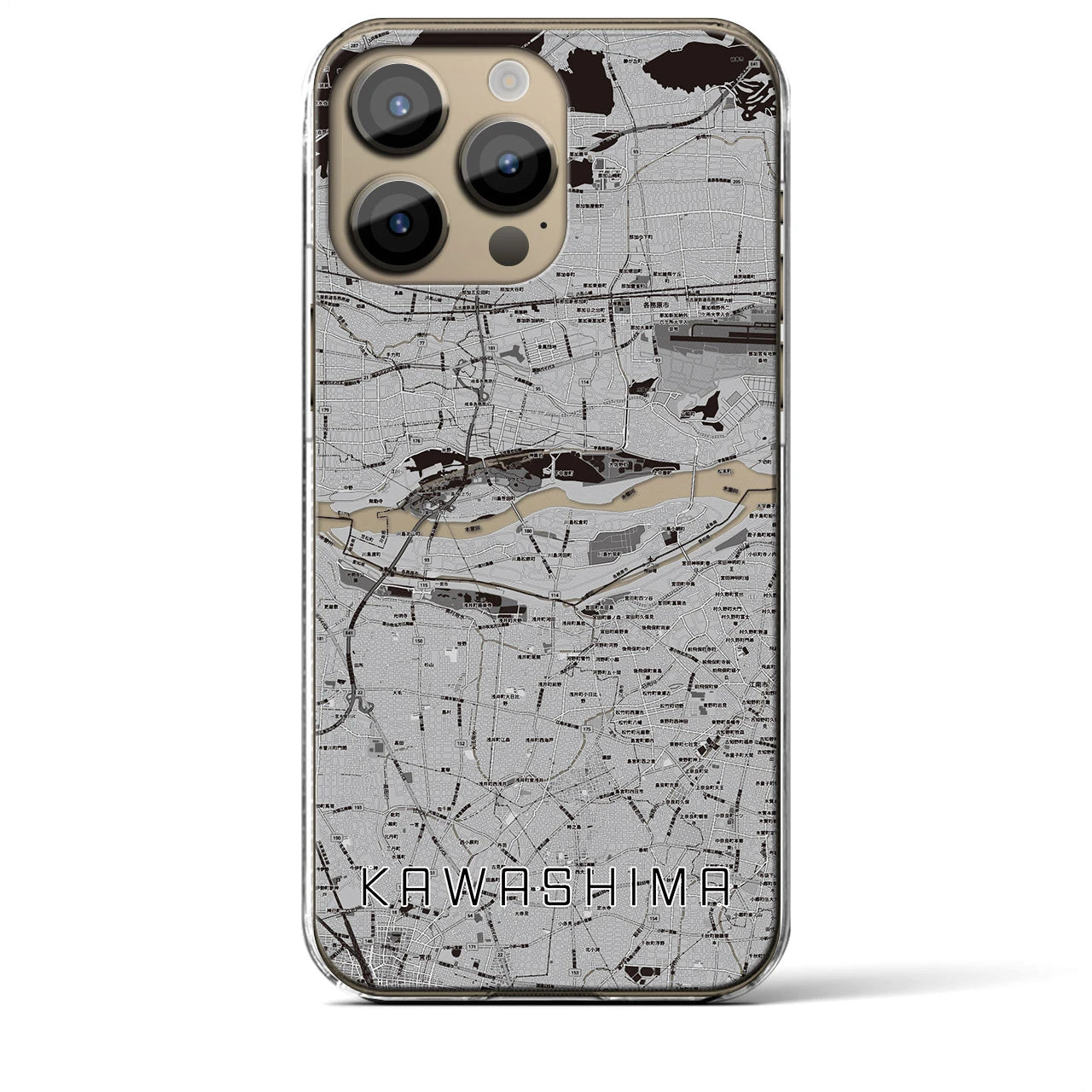 【川島(岐阜県)】地図柄iPhoneケース(クリアタイプ)