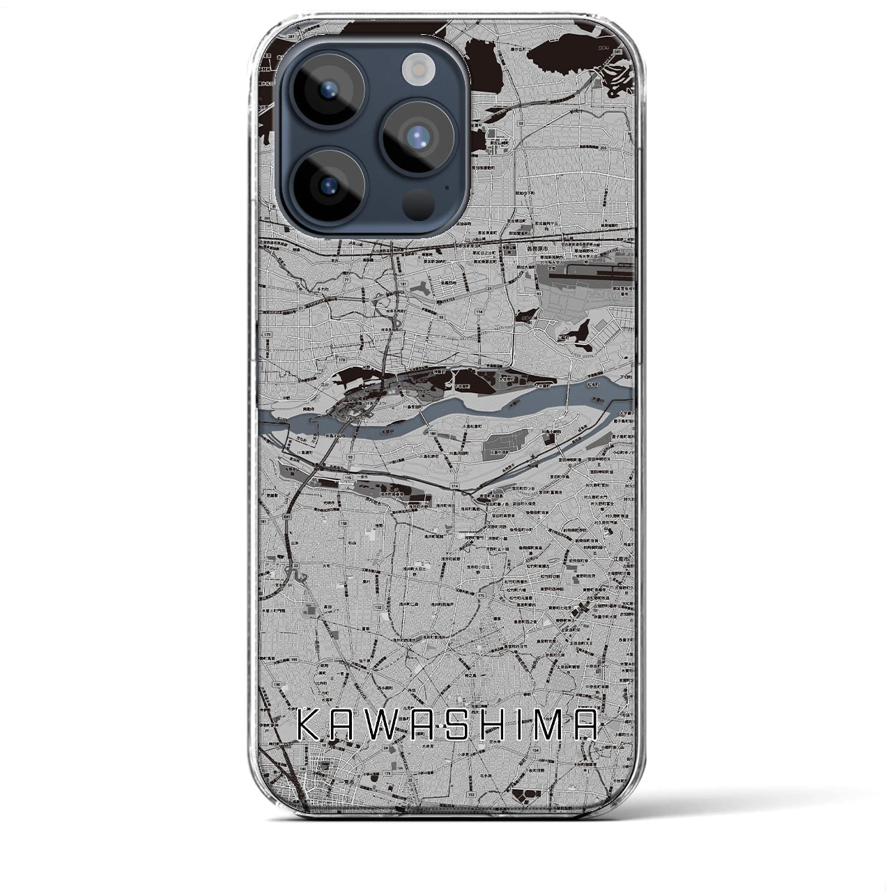 【川島(岐阜県)】地図柄iPhoneケース(クリアタイプ)