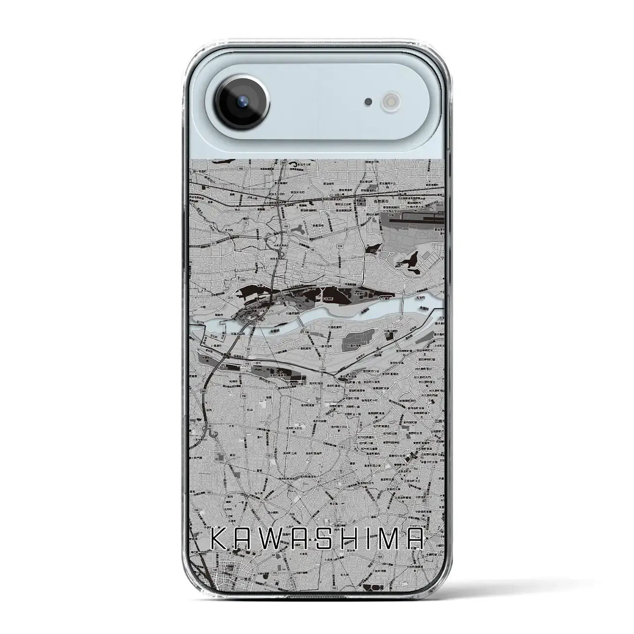 【川島(岐阜県)】地図柄iPhoneケース(クリアタイプ)モノトーン・iPhone 17 Pro Max 用