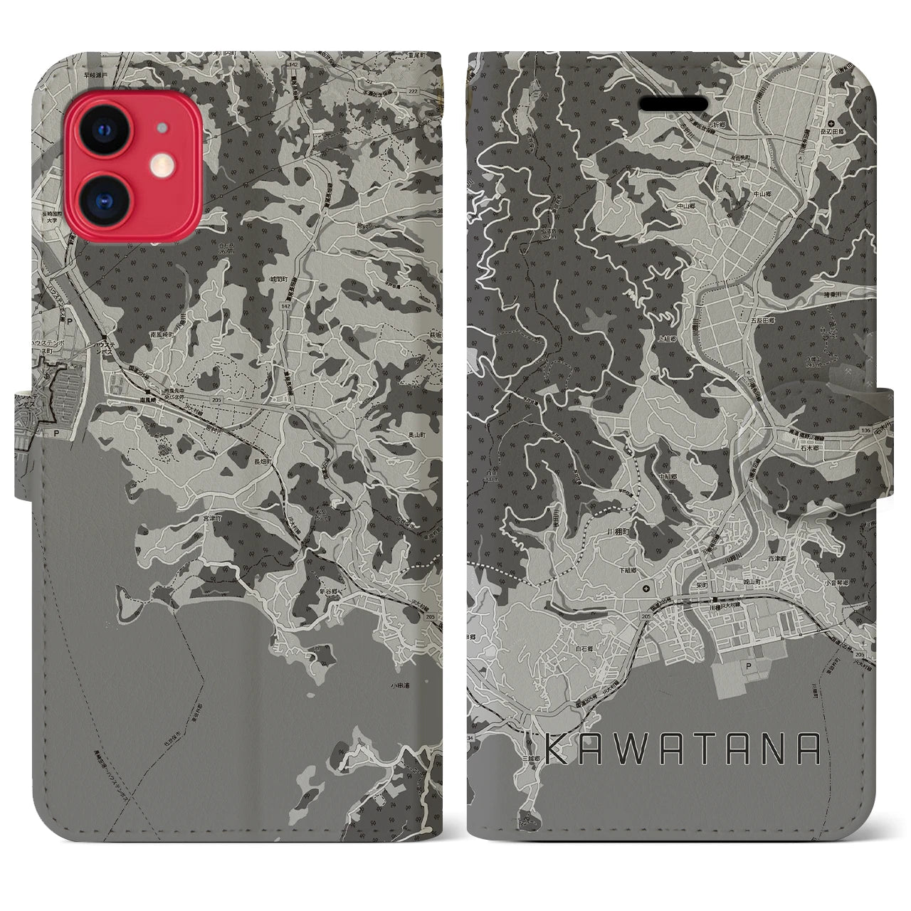 【川棚(長崎県)】地図柄iPhoneケース(手帳タイプ)