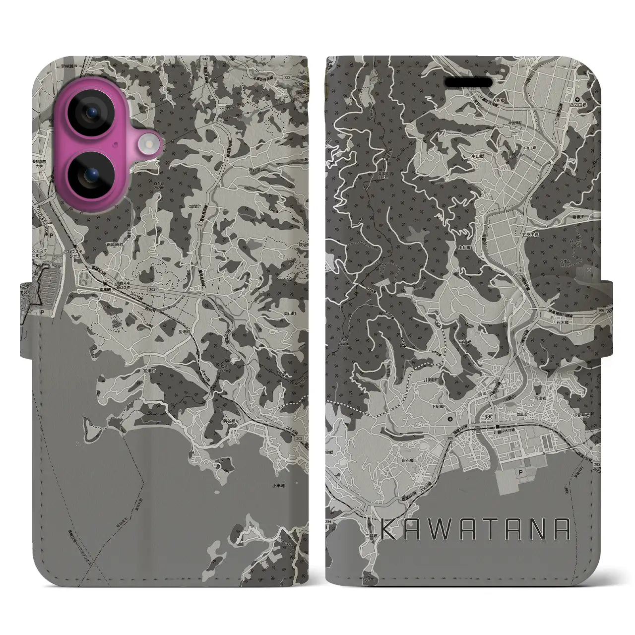 【川棚(長崎県)】地図柄iPhoneケース(手帳タイプ)