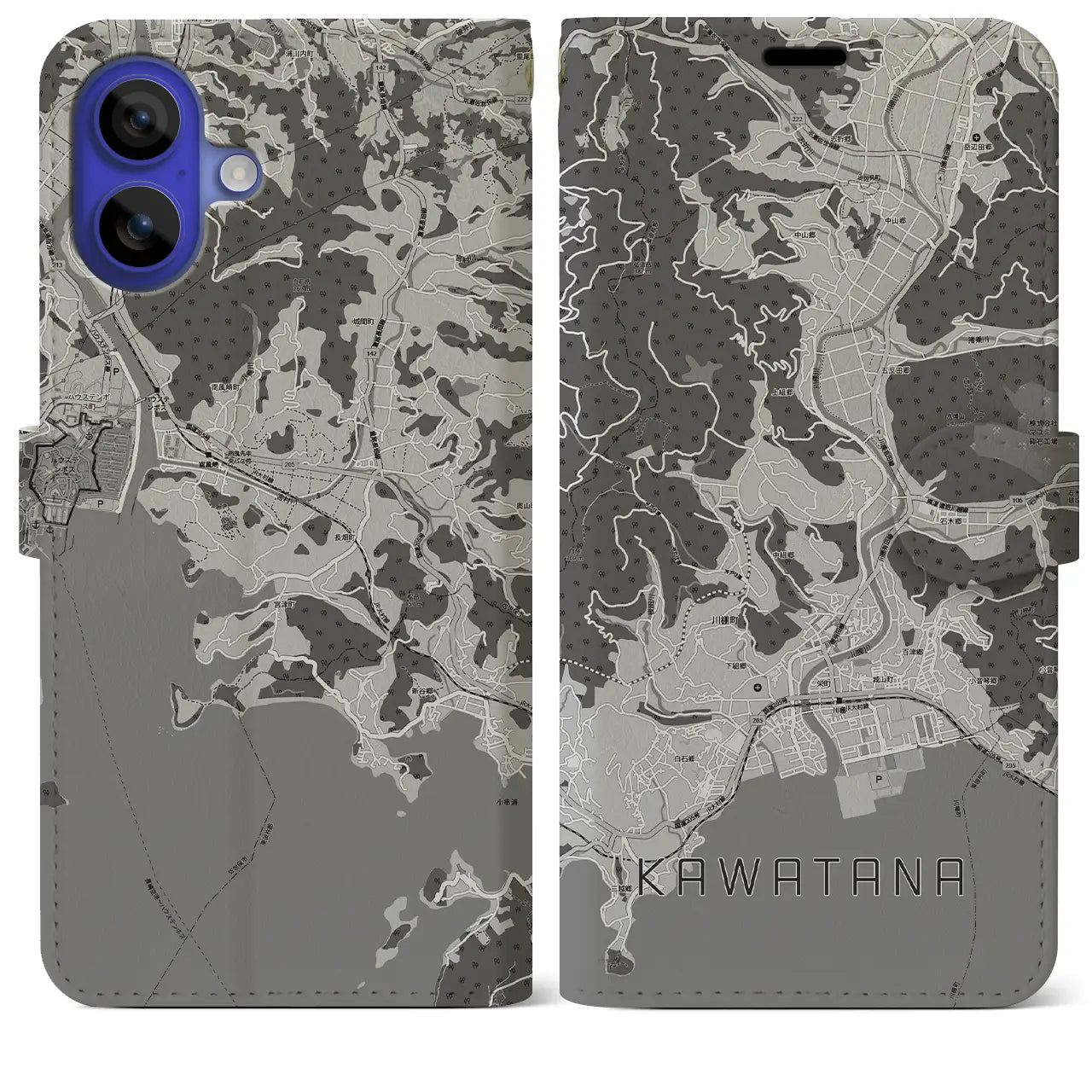 【川棚(長崎県)】地図柄iPhoneケース(手帳タイプ)