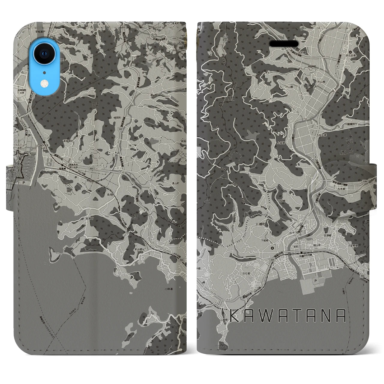 【川棚(長崎県)】地図柄iPhoneケース(手帳タイプ)