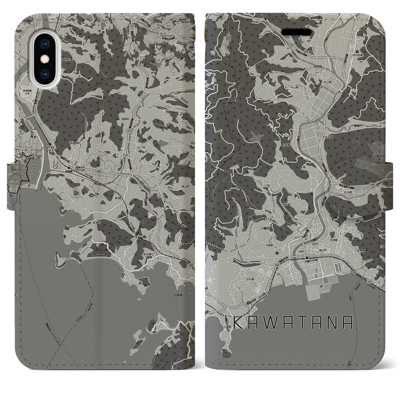 【川棚(長崎県)】地図柄iPhoneケース(手帳タイプ)
